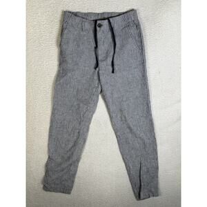 UNIQLO Pants Womens XS 26x26 Gray Linen Blend Hickory Stripe Drawstring